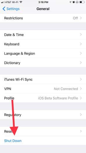 دکمه مجازی جدید جهت خاموش کردن آیفون در iOS 11