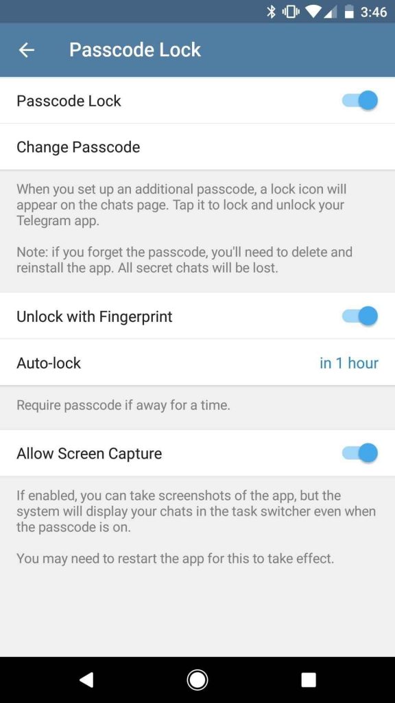 فعال کردن رمز عبور برای تلگرام