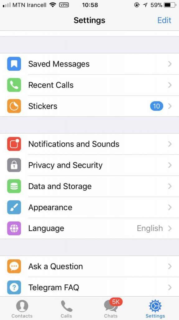 غیرفعال کردن دانلود خودکار تلگرام آیفون