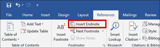 نحوه استفاده از پی‌ نوشت در ورد‌ Endnote